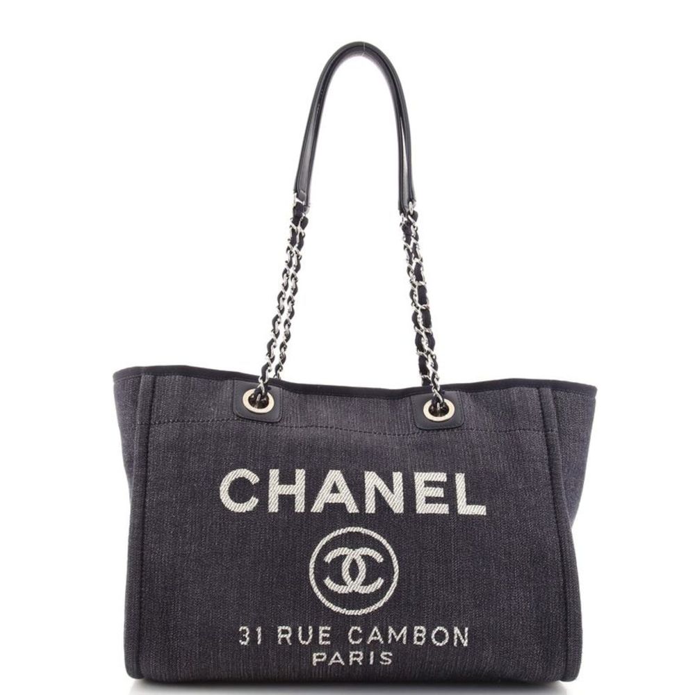 Chanel Deauville Tote Denim Small Blue